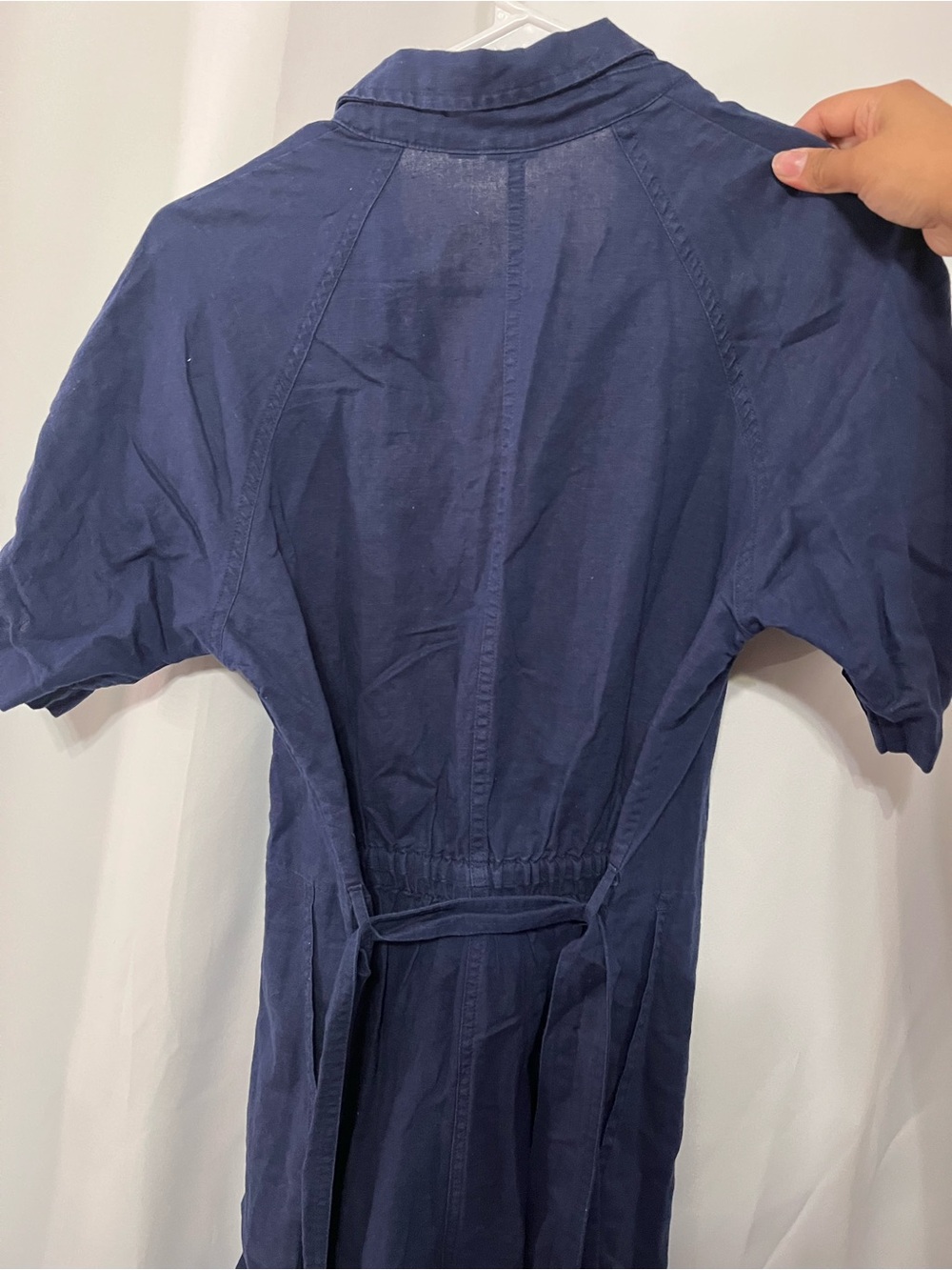 GAP Navy Short-Sleeve Button Front Jumpsuit - Picture 2 of 5